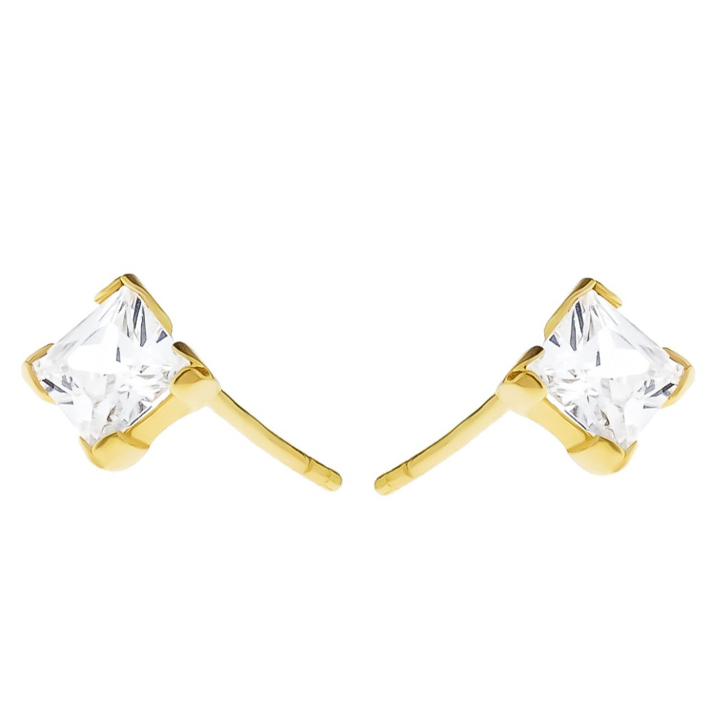 Gold Ohrringe Quadrat Mit Zirkonia Ohrhänger Ohrstecker Ohrschmuck Paar Gelbgold