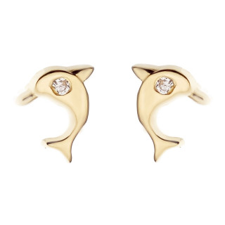 Gold Ohrringe Mit Zirkonia Ohrhänger Ohrstecker Ohrschmuck Paar Gelbgold Delfin