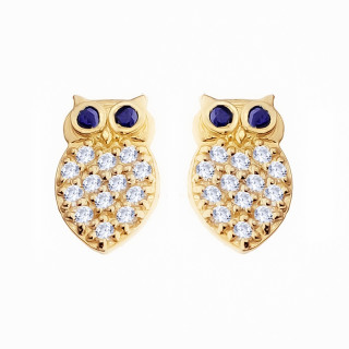 Gold Ohrringe Eule Mit Zirkonia Ohrhänger Ohrstecker Ohrschmuck Paar Gelbgold