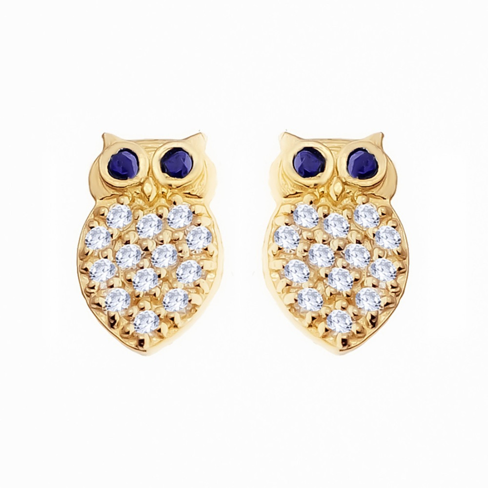 Gold Ohrringe Eule Mit Zirkonia Ohrhänger Ohrstecker Ohrschmuck Paar Gelbgold