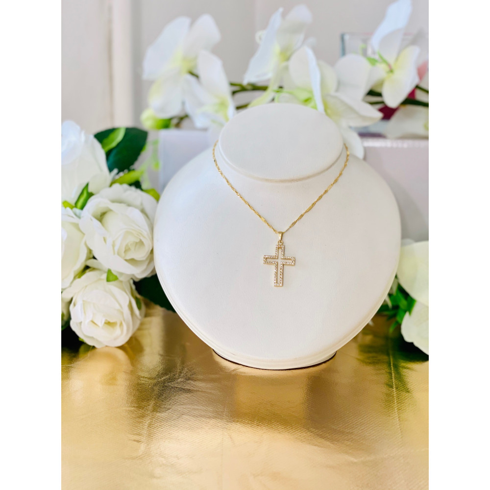 Goldanhänger Kettenanhänger Gold Anhänger Kreuz mit Zirkonia Goldkreuz Gelbgold 585er 14KT