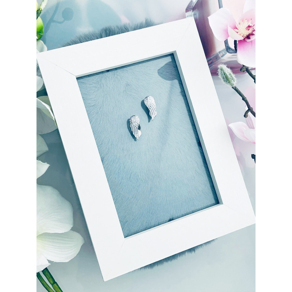 Srebrne klipsy skrzydła z cyrkoniami