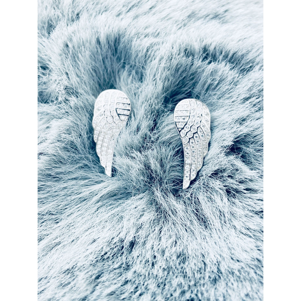 Srebrne klipsy skrzydła z cyrkoniami