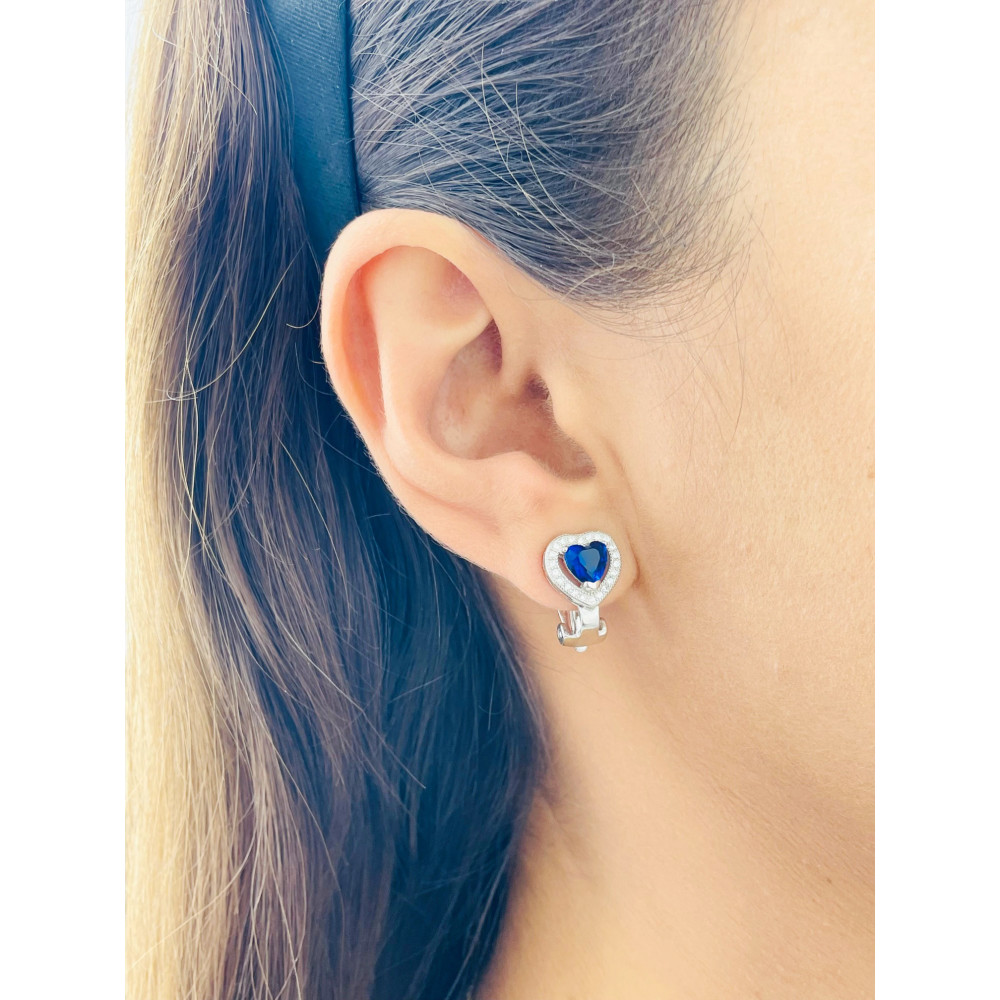 Silberclips mit Zirkonia-Herz