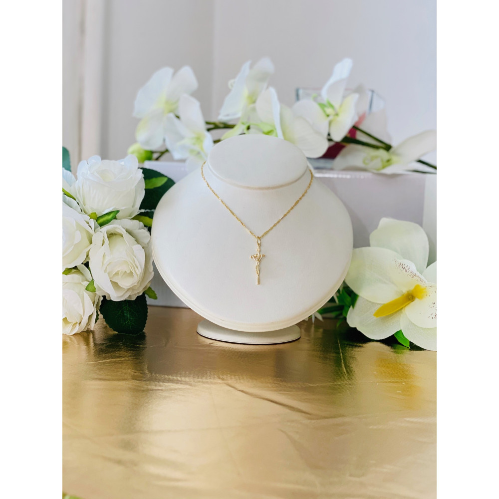 Złoty krzyż papieski Jezus Chrystus INRI