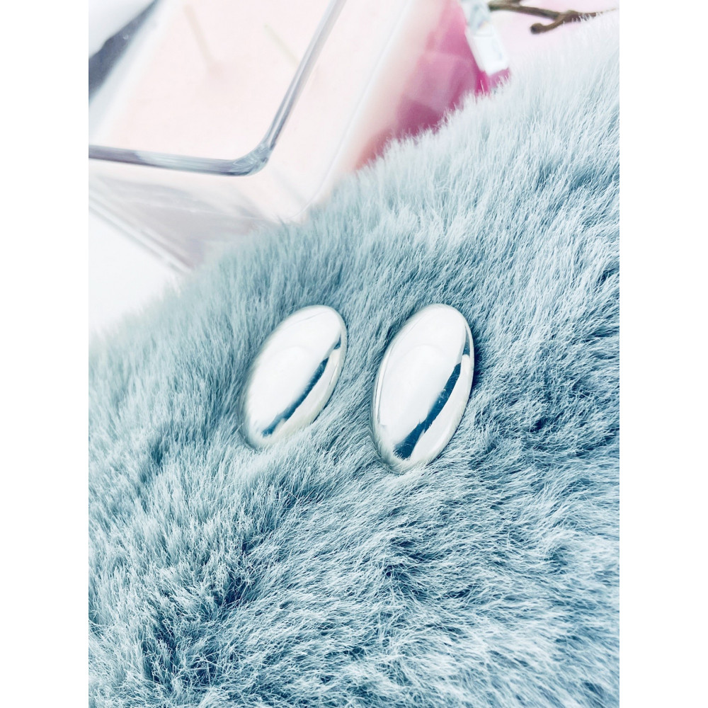 Srebrne klipsy kule kulki owalne