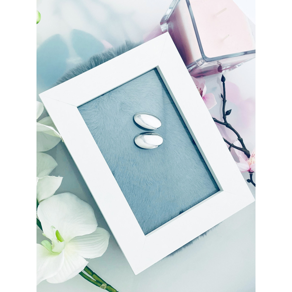 Srebrne klipsy kule kulki owalne