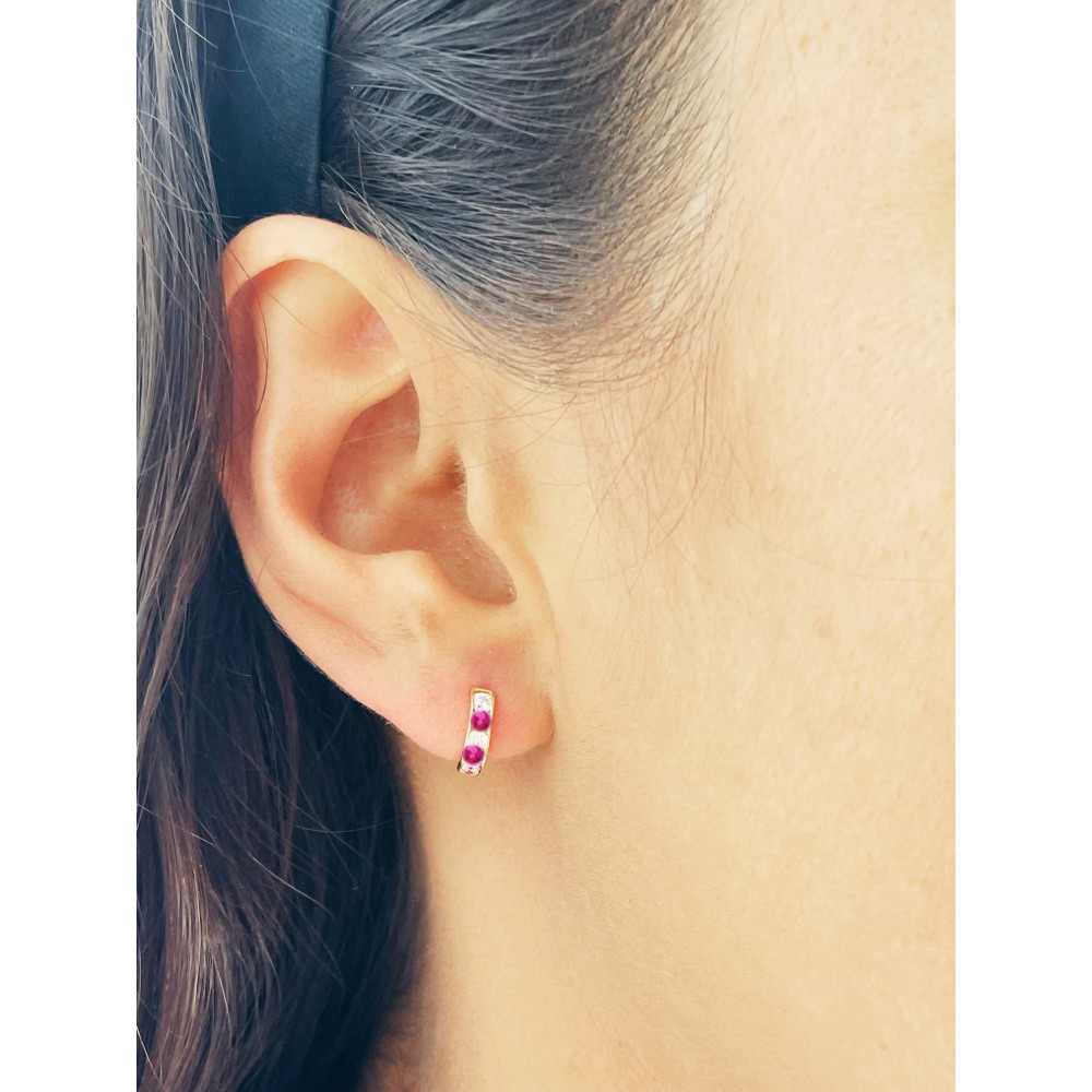 Złote kolczyki kółeczka z cyrkoniami