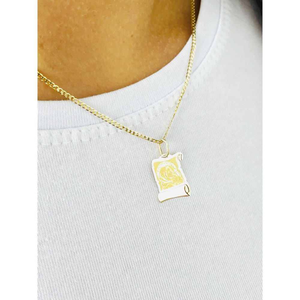 Anhänger Jesus Christus Madonna Maria mit Jesuskind Kettenanhänger Gelbgold