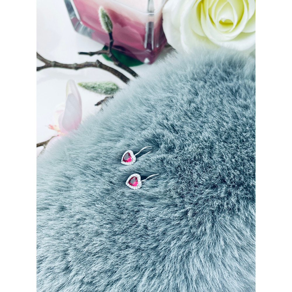 Srebrne kolczyki serca serduszka z cyrkoniami