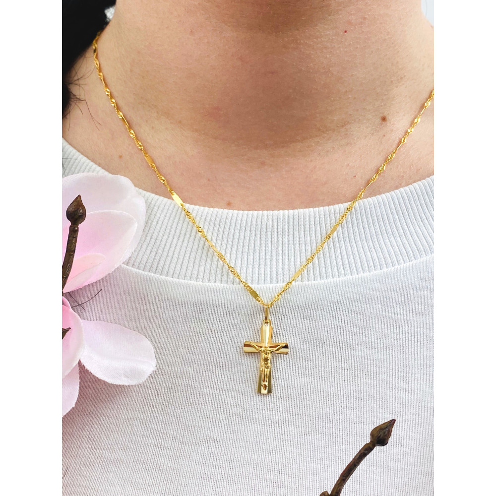 Złoty krzyżyk Jezus Chrystus
