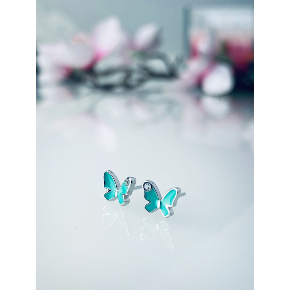 Silberne Ohrringe mit Zirkonia Schmetterling