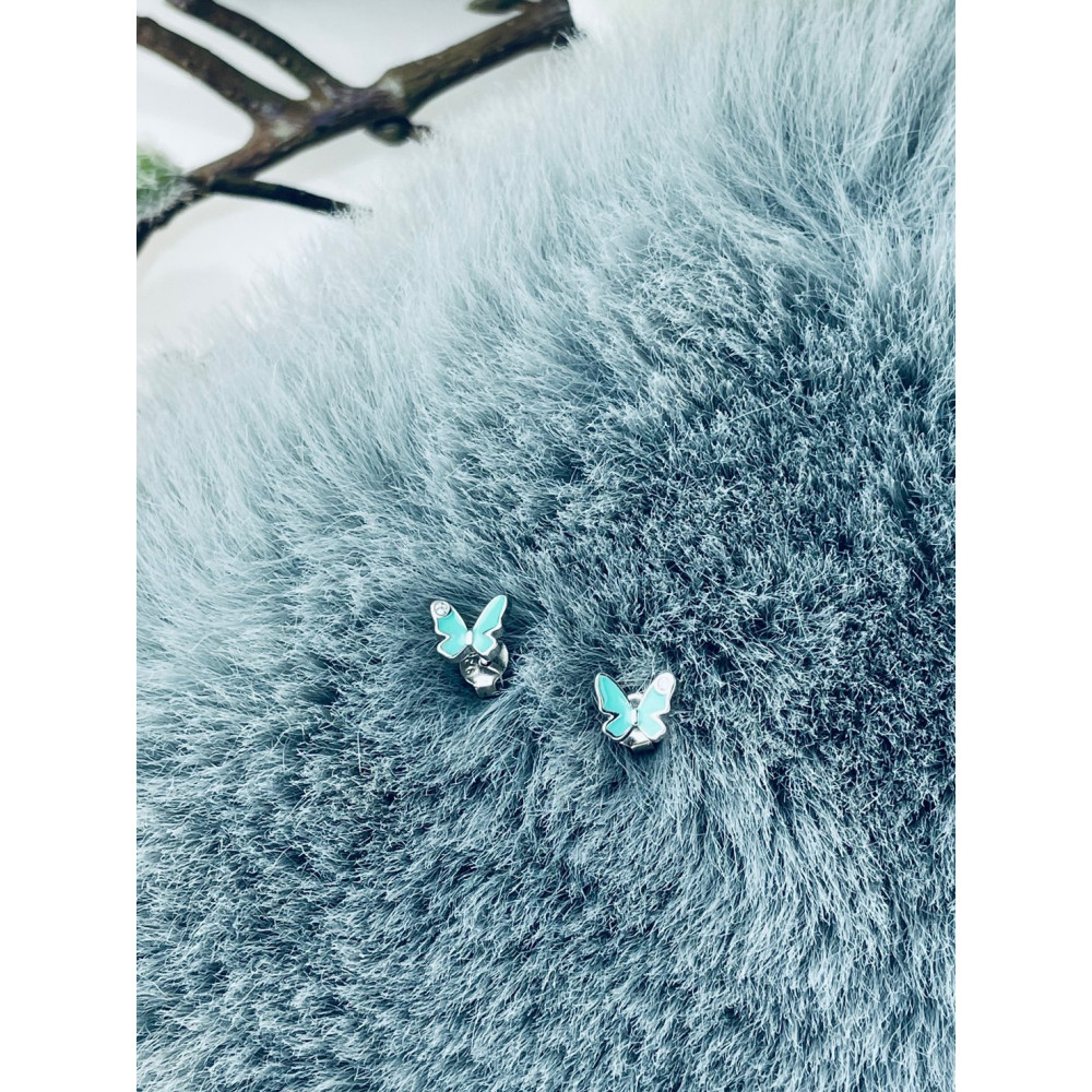 Silberne Ohrringe mit Zirkonia Schmetterling