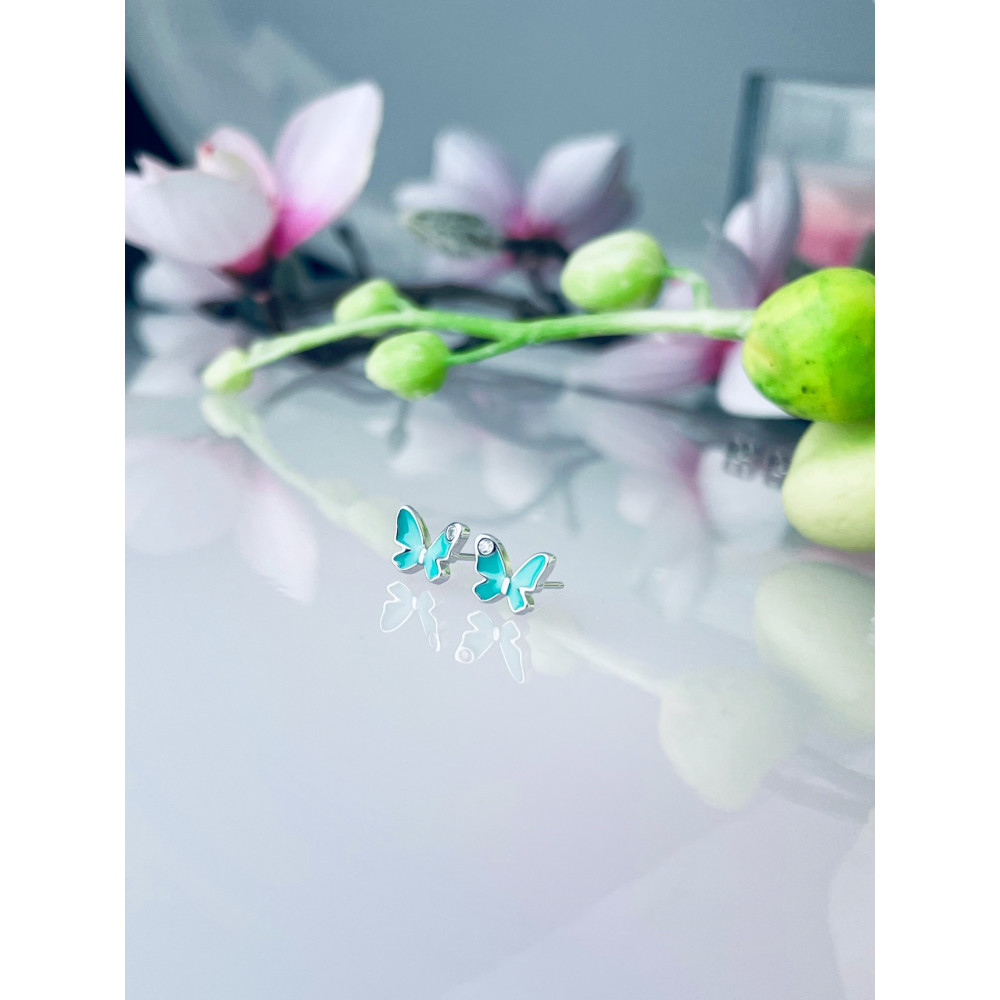 Silberne Ohrringe mit Zirkonia Schmetterling