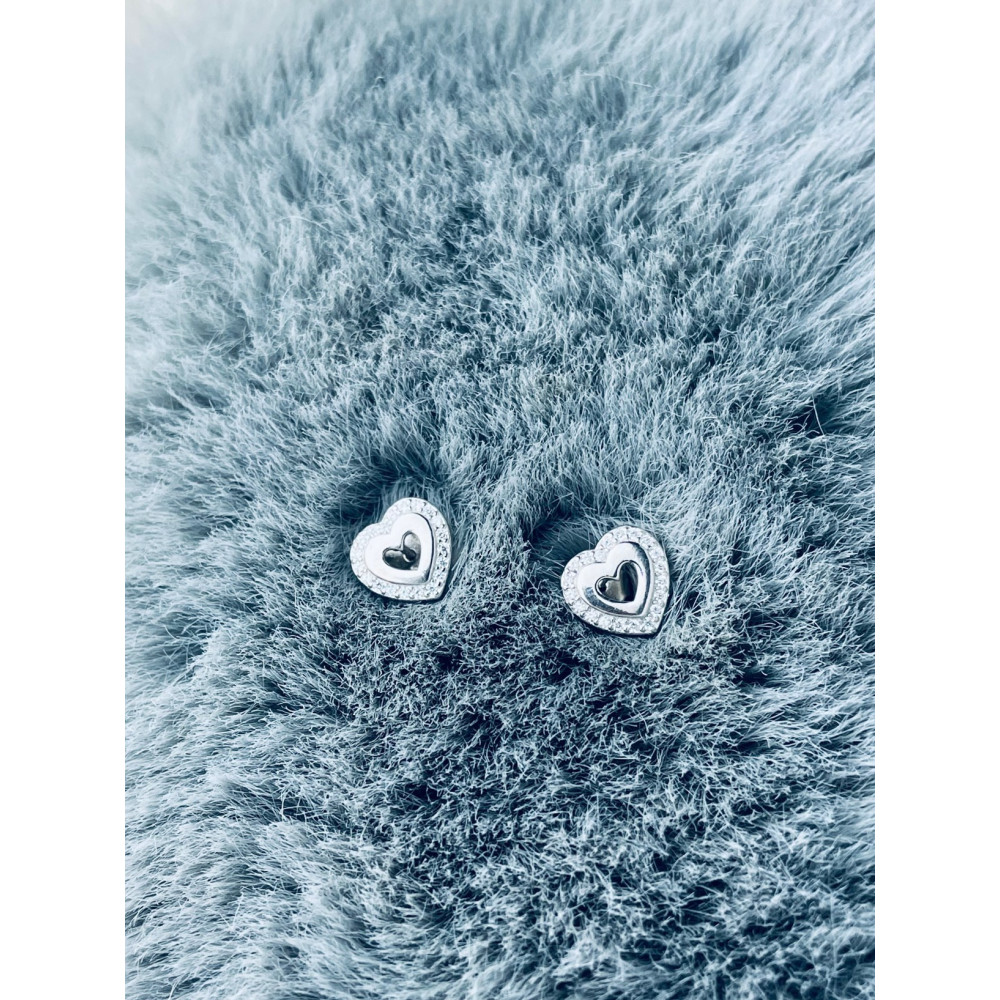 Srebrne kolczyki serca serduszka z cyrkoniami