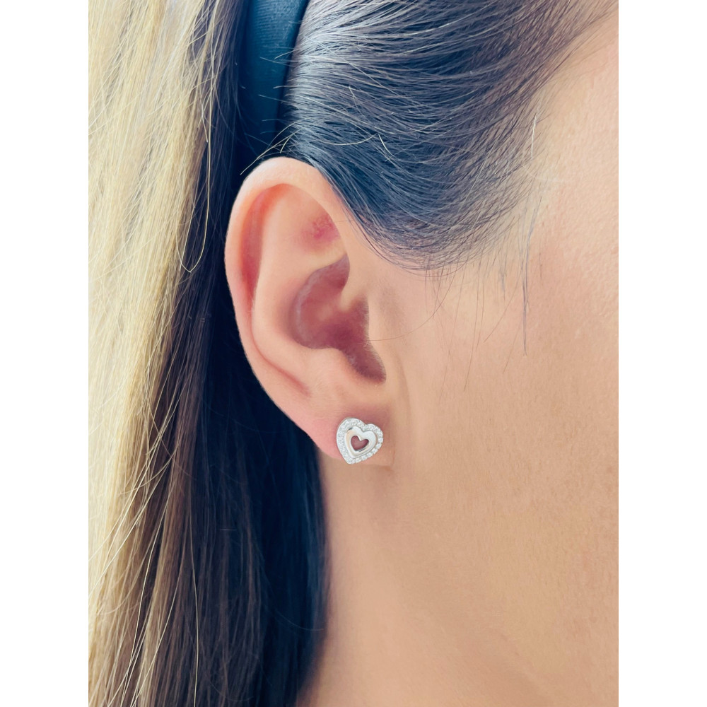 Silber Ohrringe mit Zirkonia Herz
