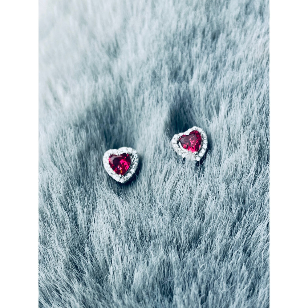 Srebrne kolczyki serca serduszka z cyrkoniami