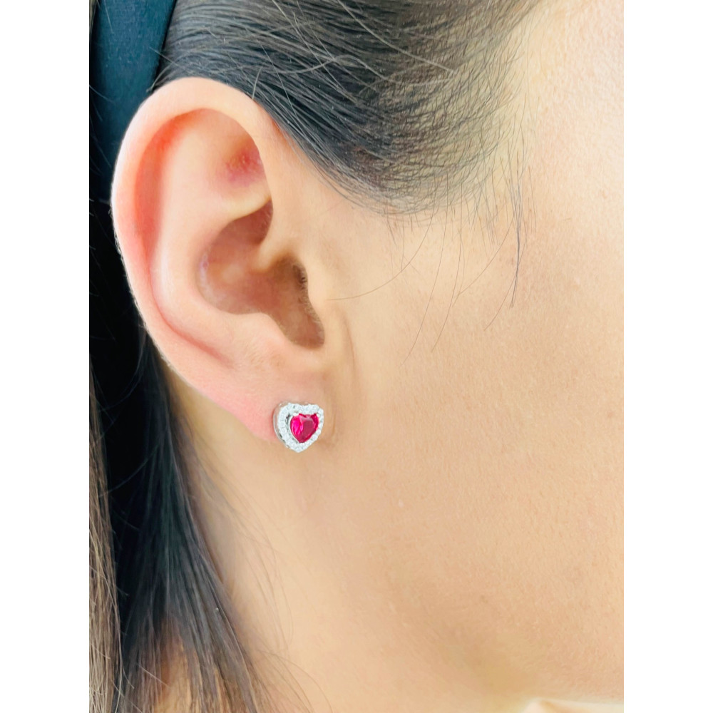 Silberne Ohrringe mit Zirkonia Herz