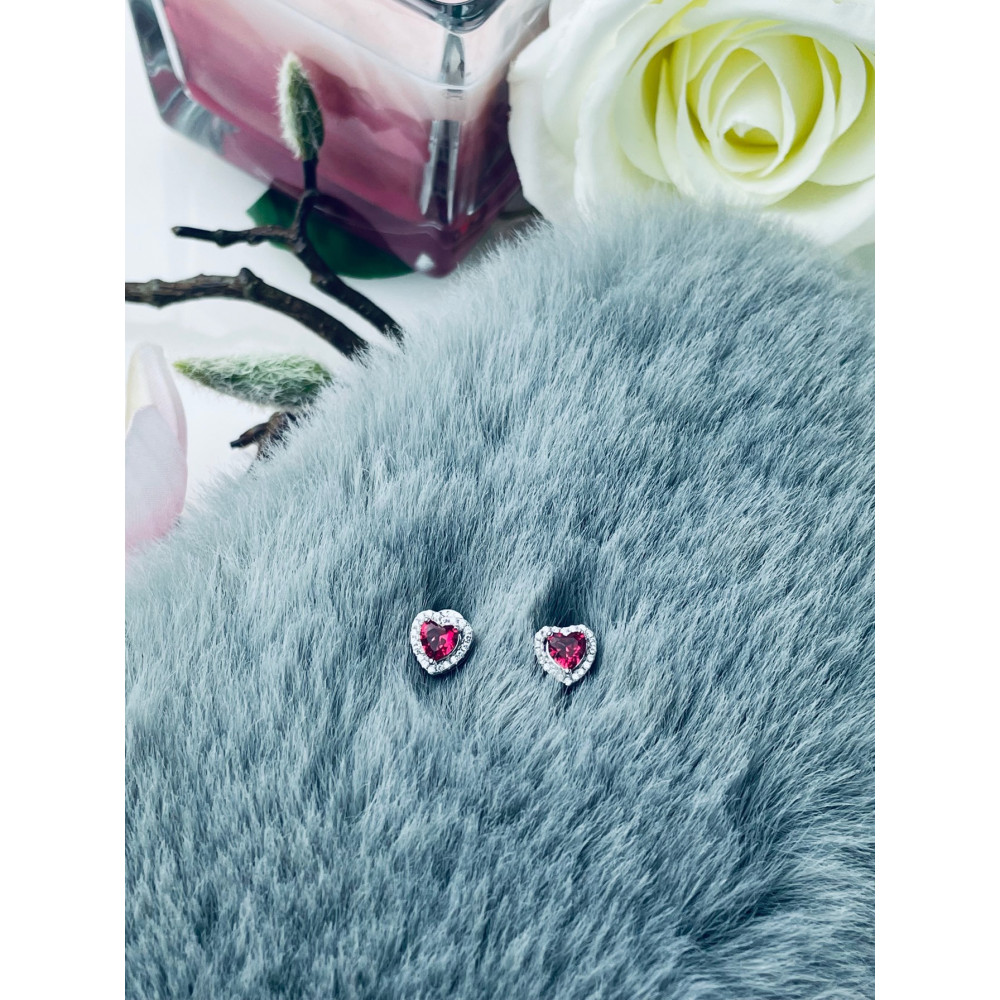 Srebrne kolczyki serca serduszka z cyrkoniami