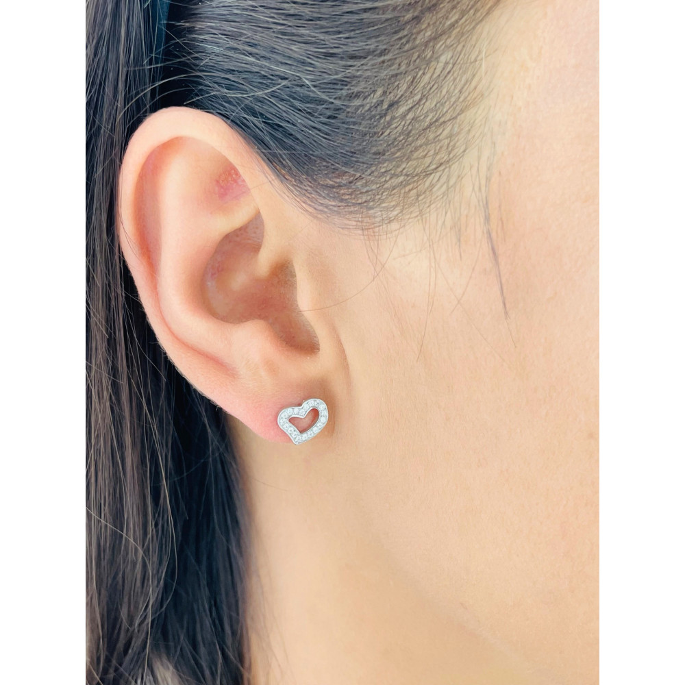 Silberne Ohrringe mit Zirkonia Herz