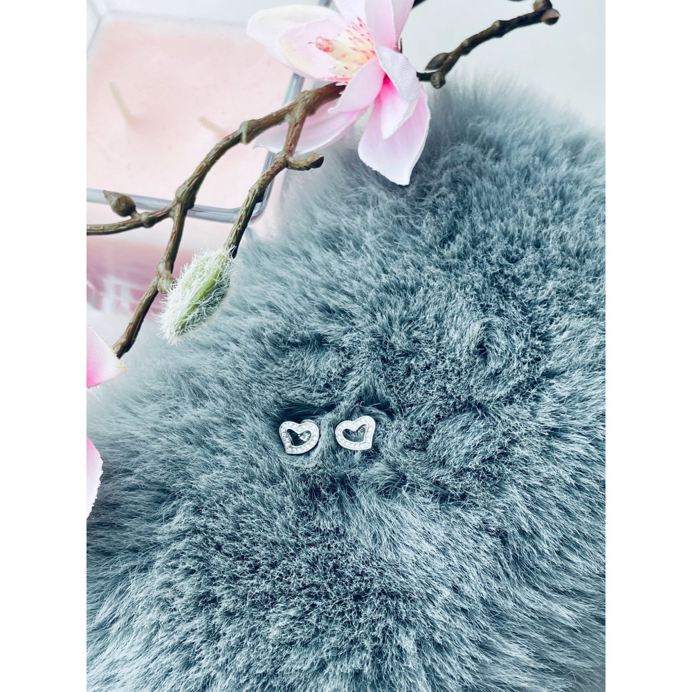 Srebrne kolczyki serca serduszka z cyrkoniami