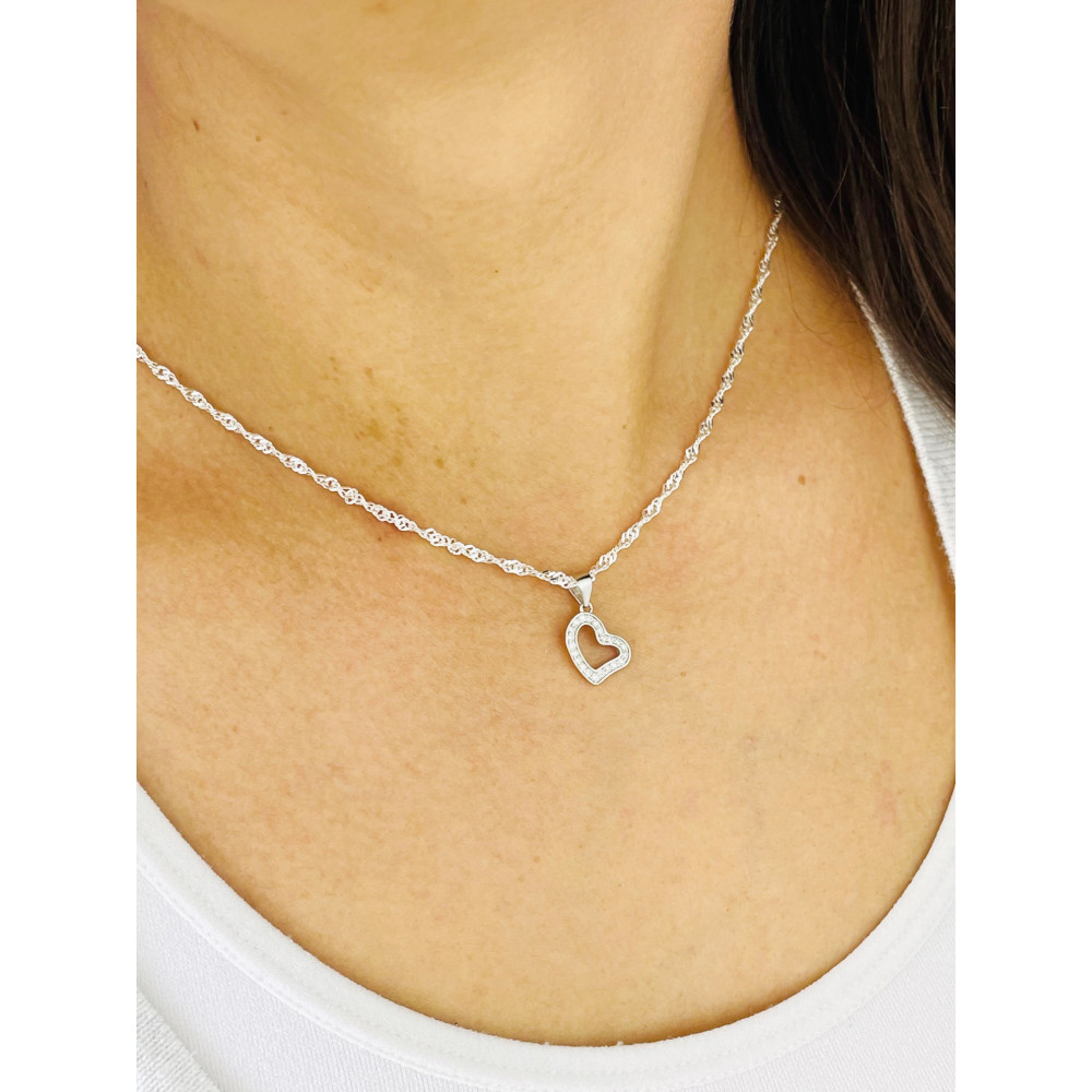 Silber Damen Medaillon Anhänger Herz