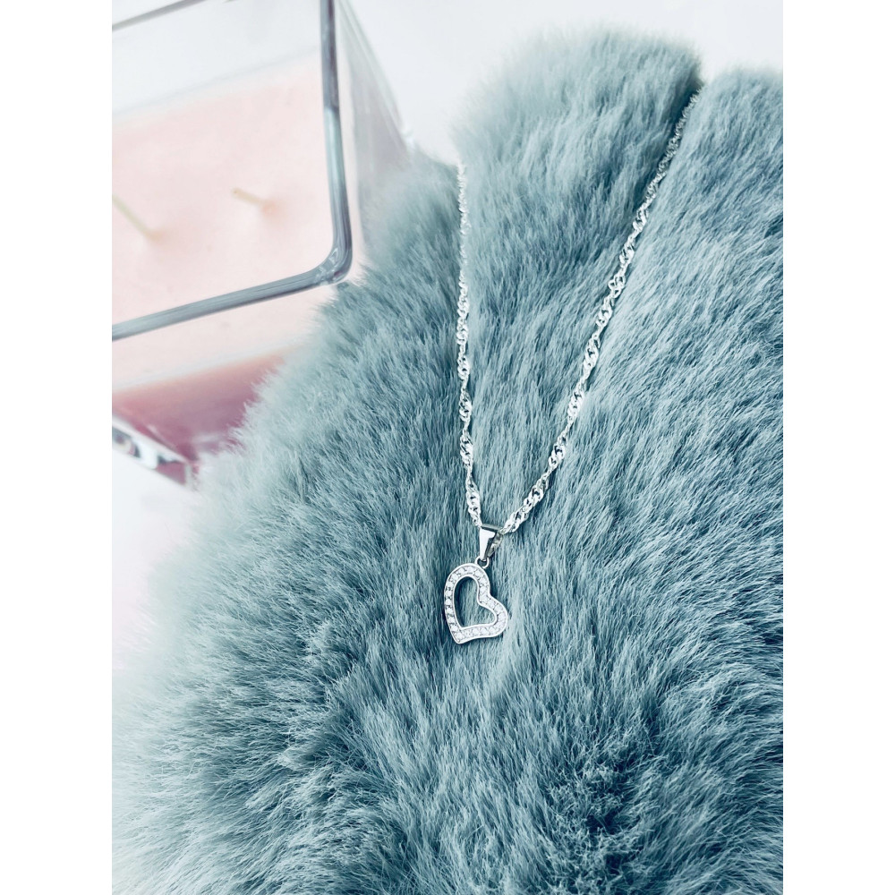 Silber Damen Medaillon Anhänger Herz