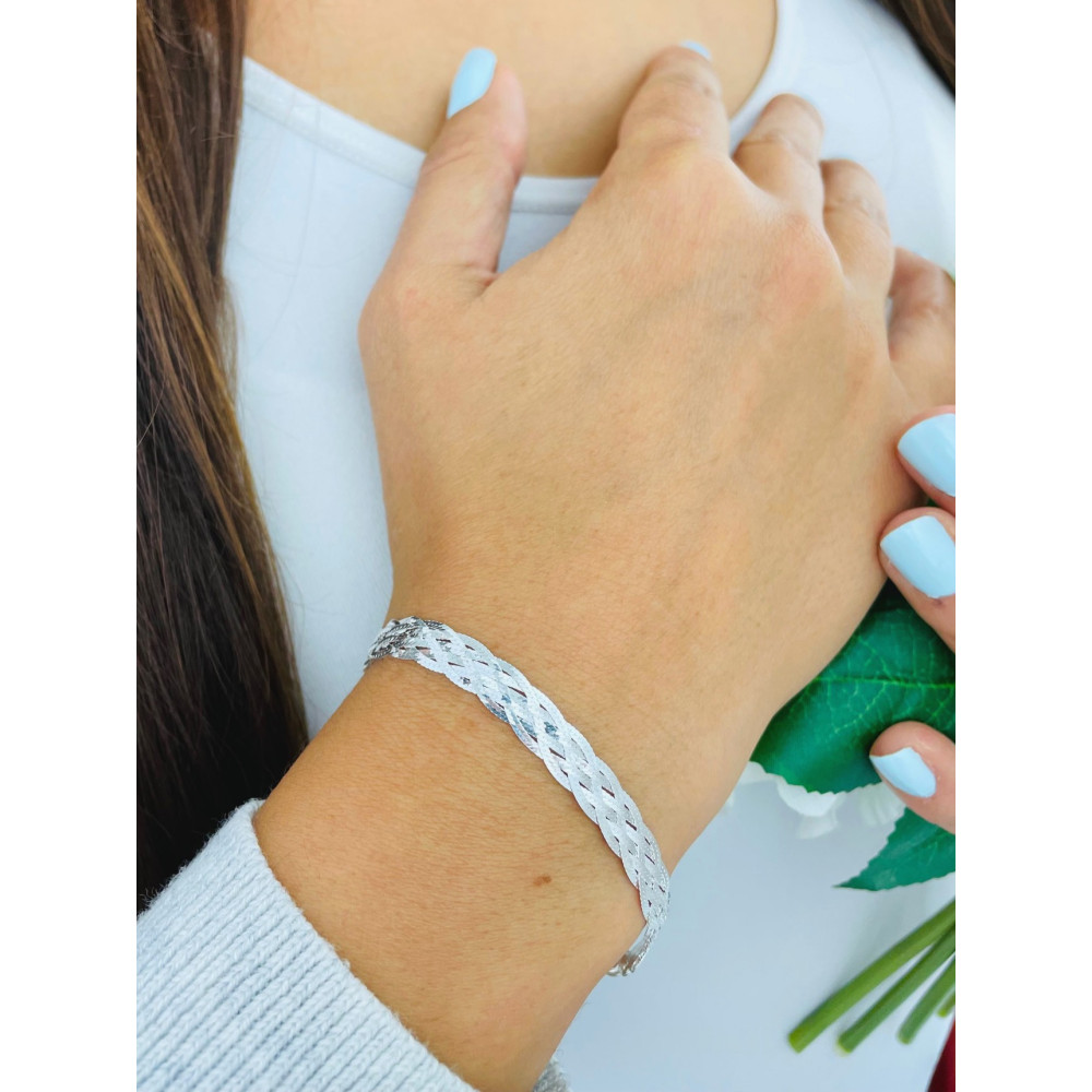 geflochtenes Silberarmband 925 Silber Damen Kinder