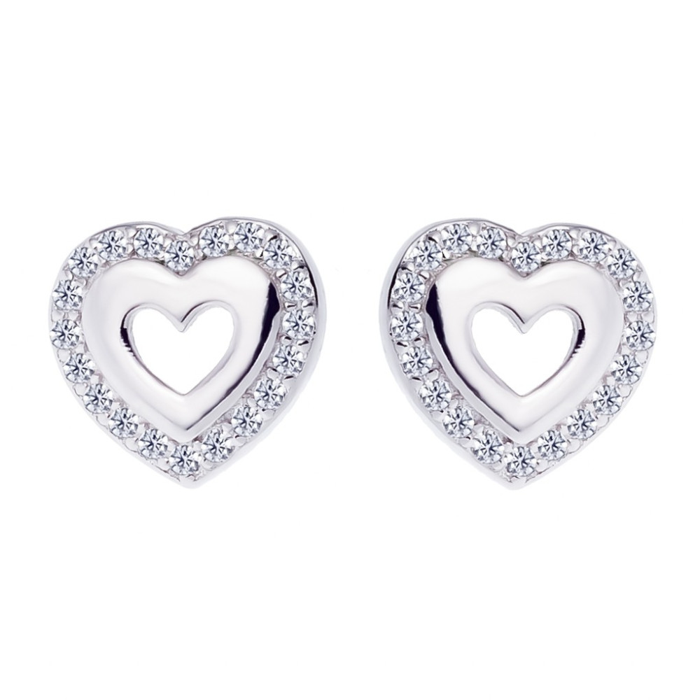 Silber Ohrringe mit Zirkonia Herz
