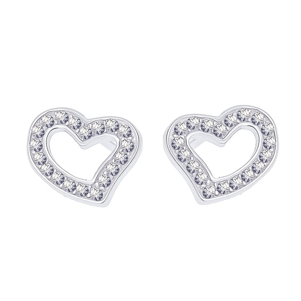 Silber Ohrringe mit Zirkonia Herz