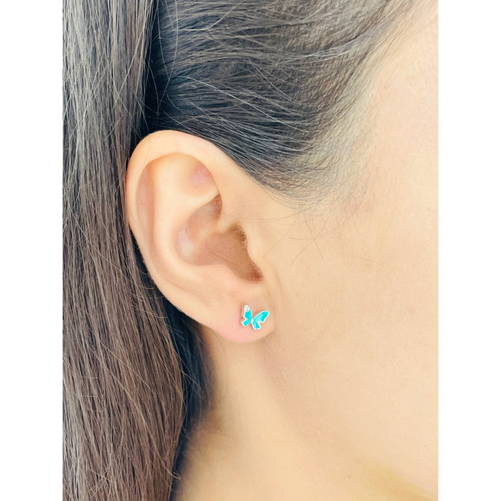 Srebrne kolczyki motylki z cyrkonią