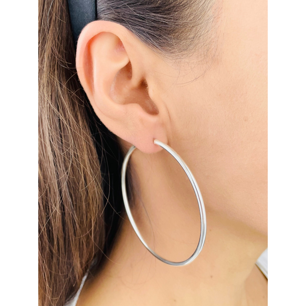 Silberne Ohrringe große Kreise