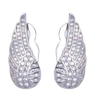 Srebrne klipsy skrzydła z cyrkoniami