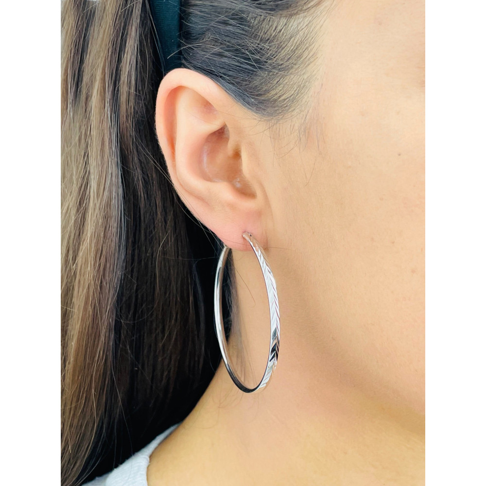 Srebrne kolczyki duże koła okręgi frezowane