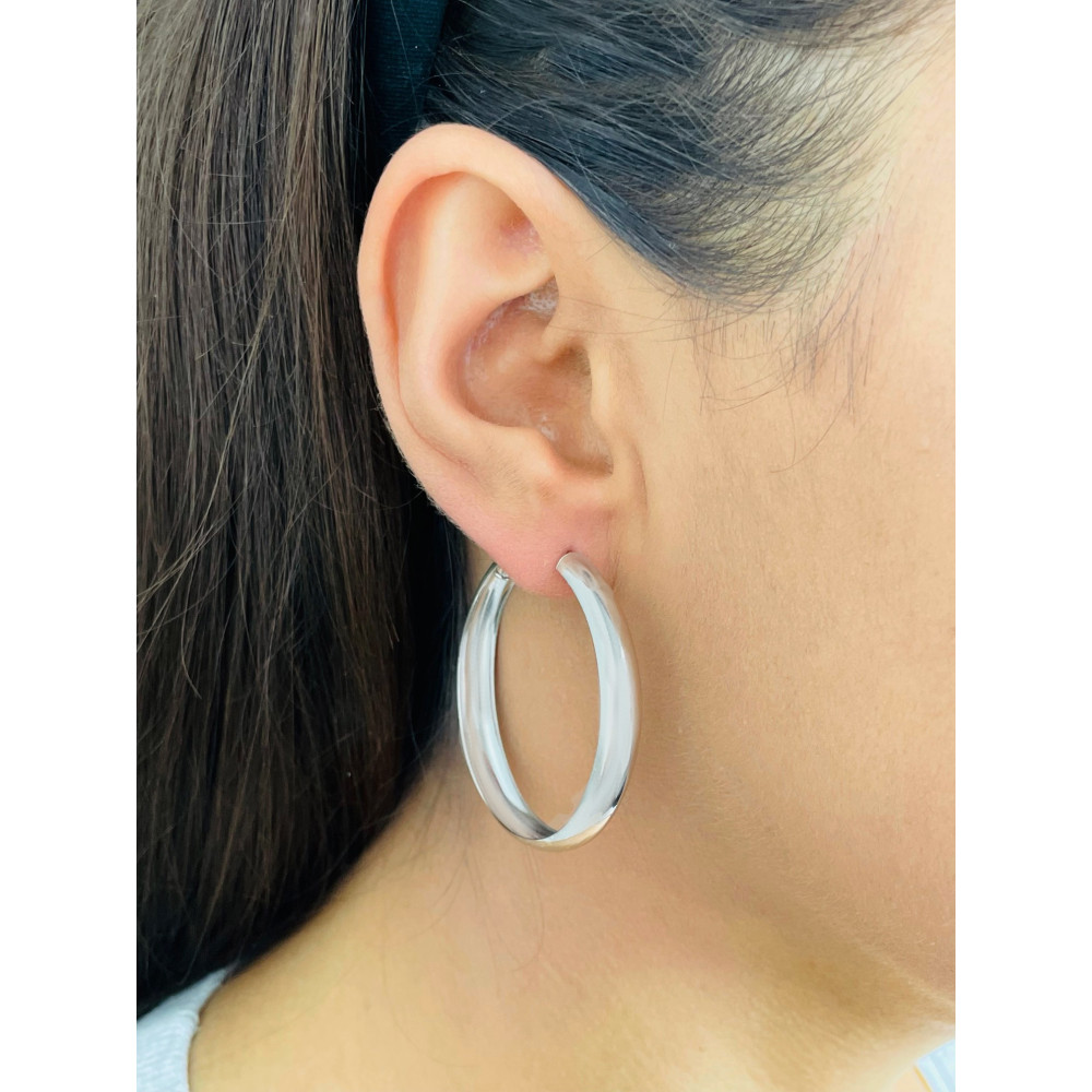 Silberne Ohrringe große Kreise