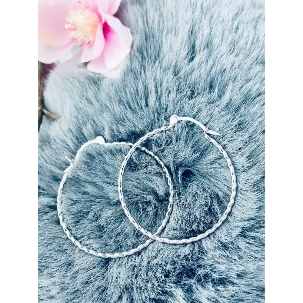 Srebrne kolczyki duże koła okręgi frezowane