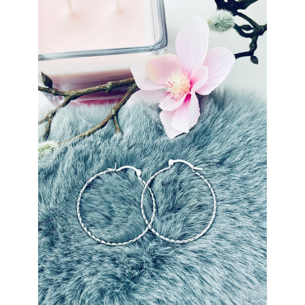 Srebrne kolczyki duże koła okręgi frezowane