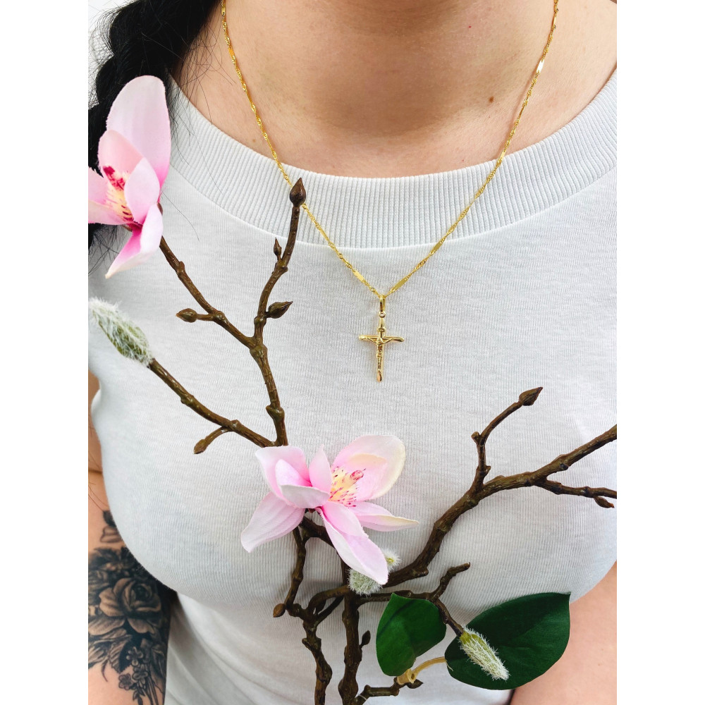 Złoty krzyżyk Jezus Chrystus INRI