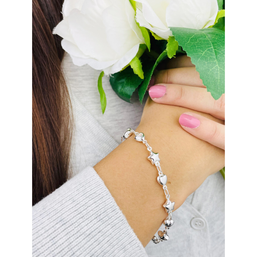 Herz Stern Armband 925 Silber Damen Kinder