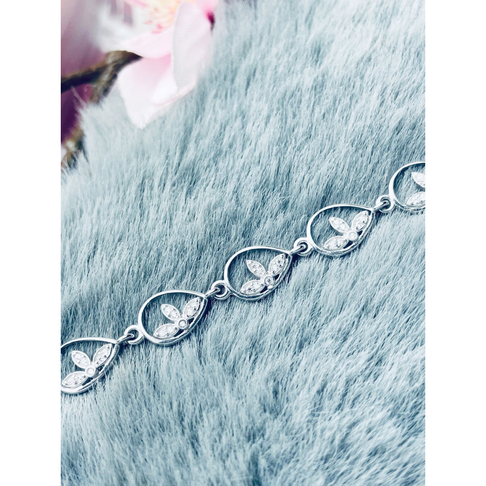 Blume Armband 925 Silber mit Zirkonen Damen Kinder