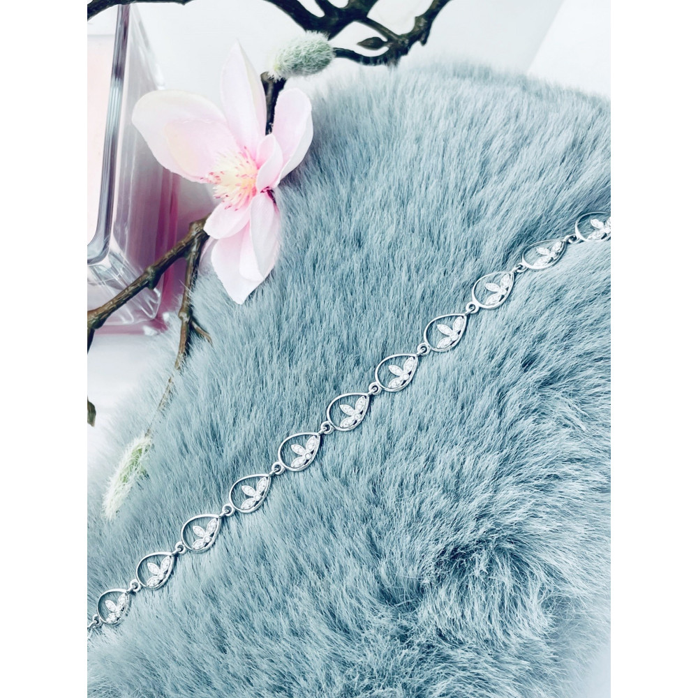 Blume Armband 925 Silber mit Zirkonen Damen Kinder