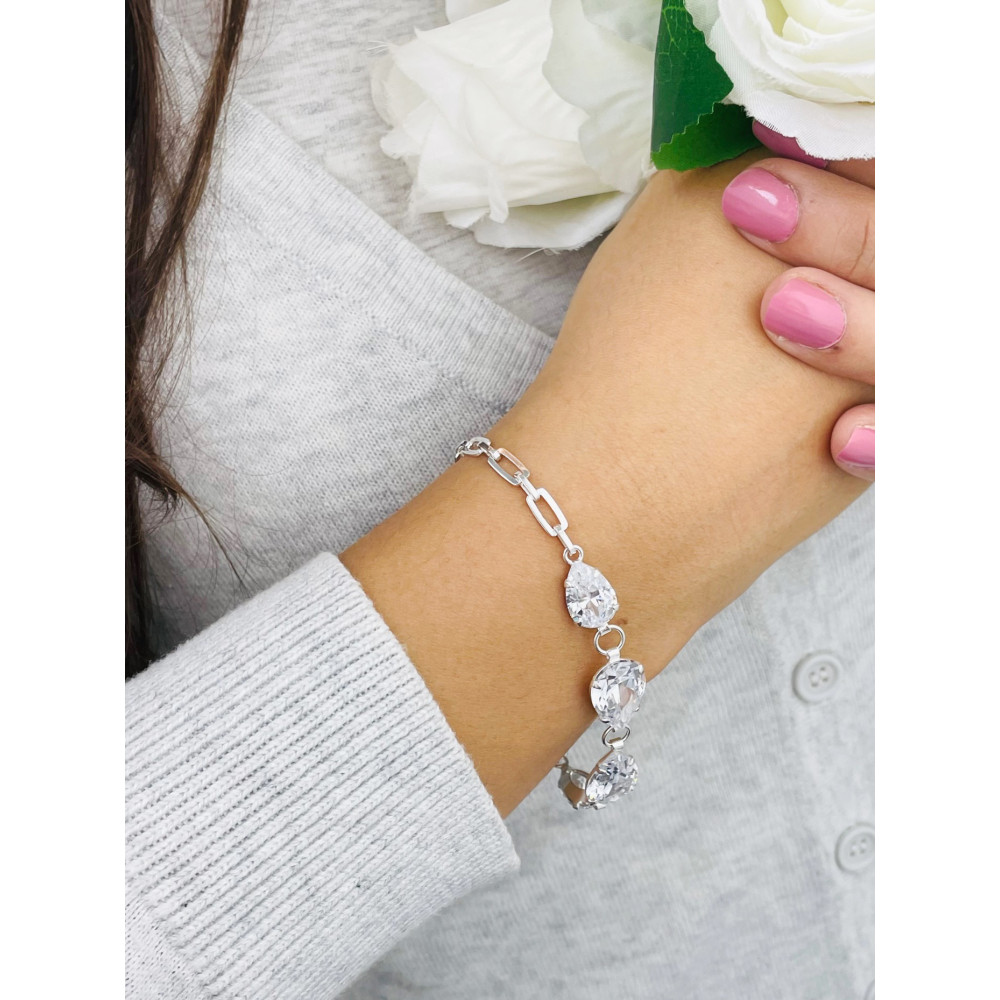 Srebrna bransoletka z cyrkoniami