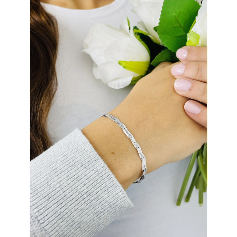 geflochtenes Silberarmband 925 Silber Damen Kinder