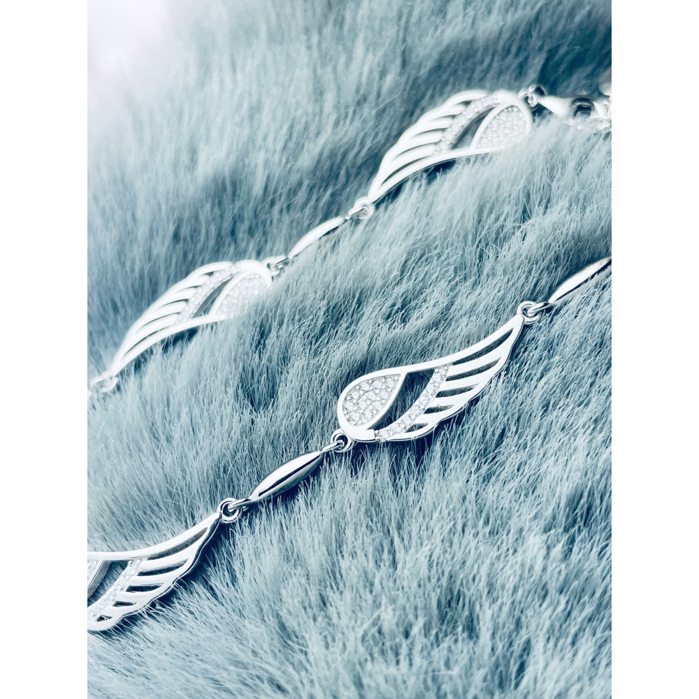 Flügel mit Zirkonia Armband 925 Silber Damen Kinder