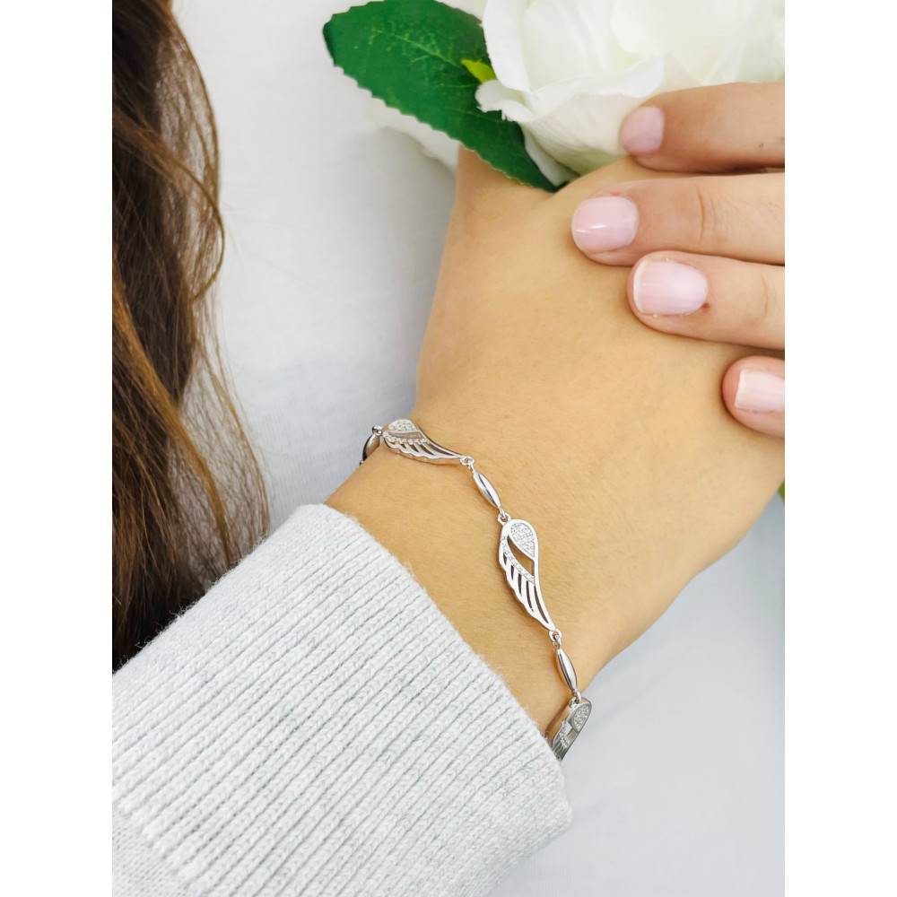 Flügel mit Zirkonia Armband 925 Silber Damen Kinder