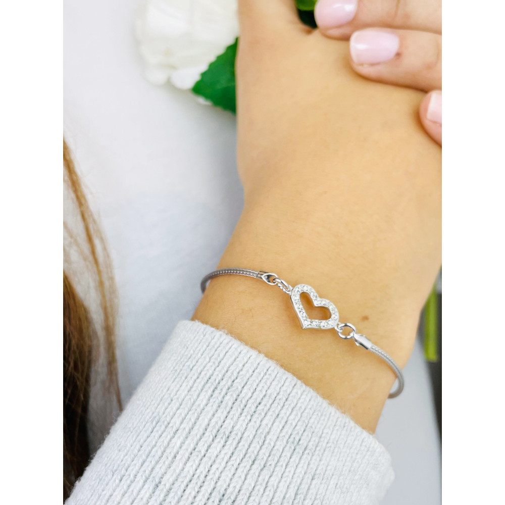 Herz Armband 925 Silber mit Zirkonen Damen Kinder