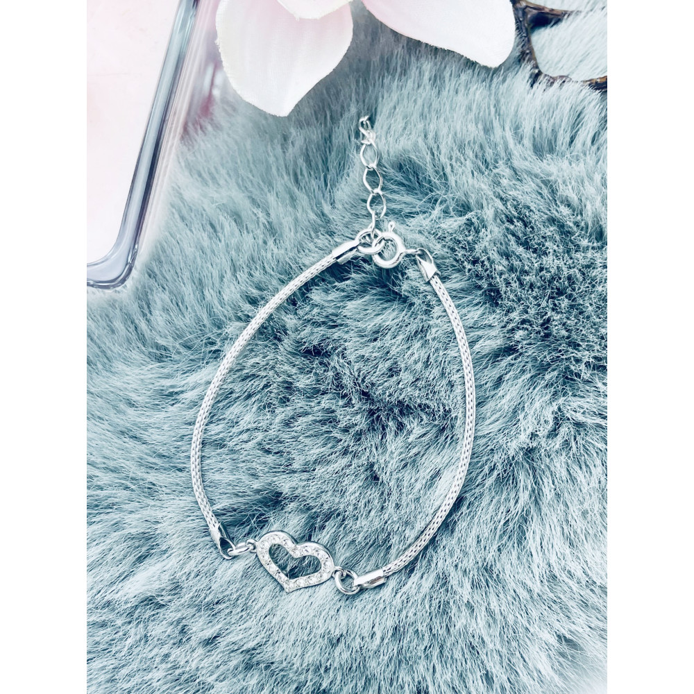 Herz Armband 925 Silber mit Zirkonen Damen Kinder