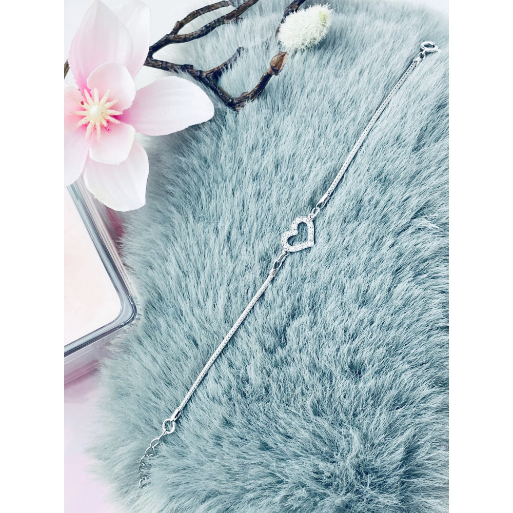 Herz Armband 925 Silber mit Zirkonen Damen Kinder