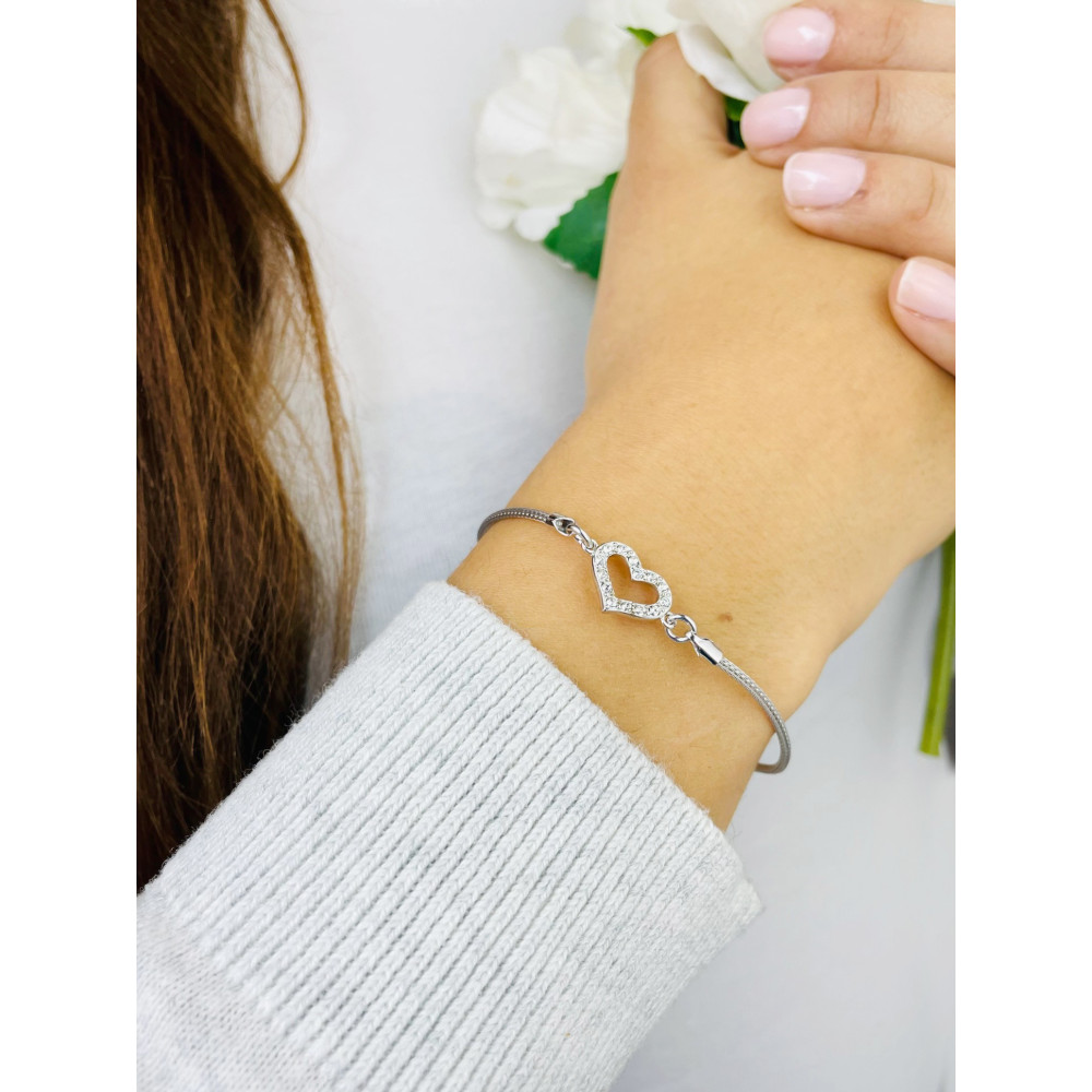 Herz Armband 925 Silber mit Zirkonen Damen Kinder