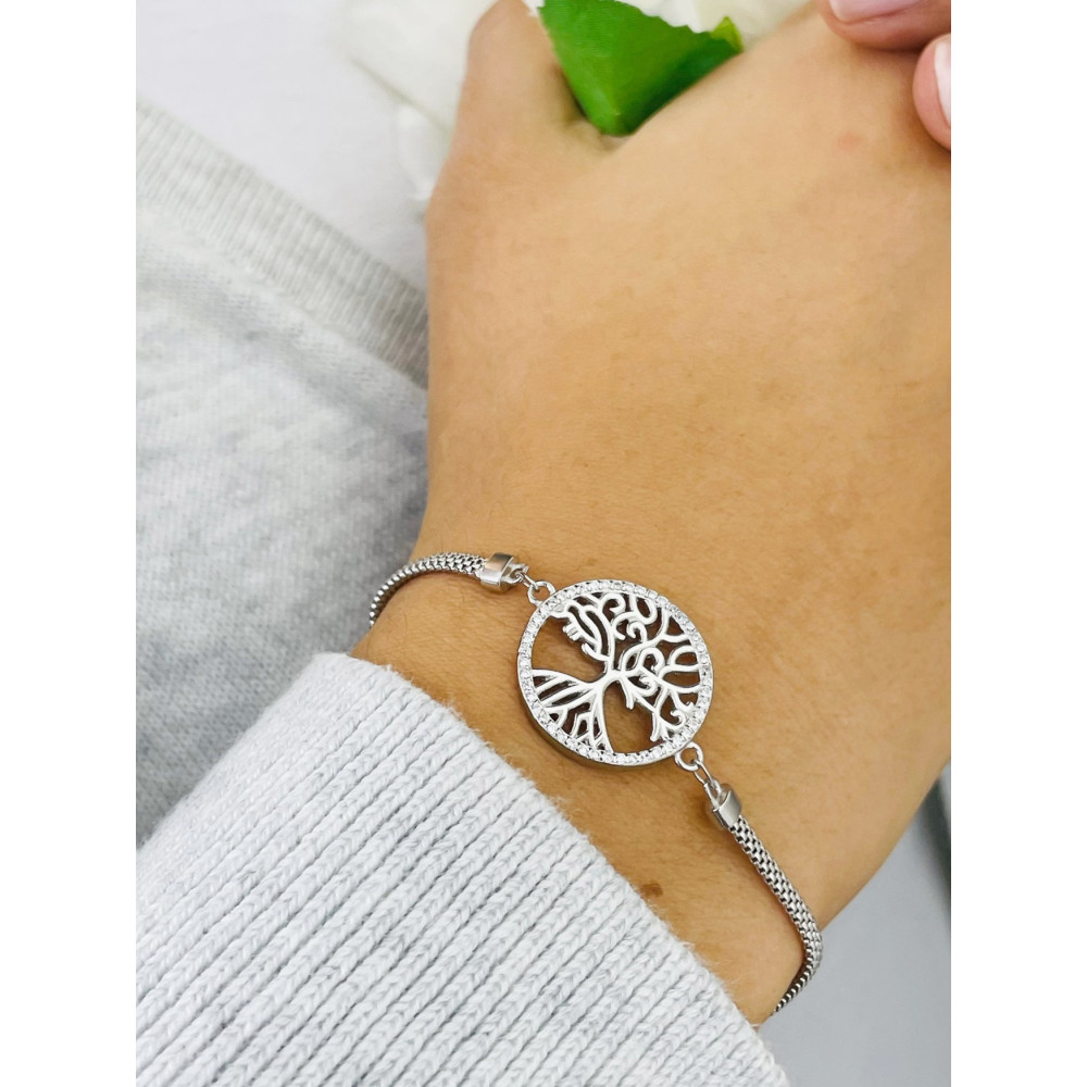 Baum Armband 925 Silber mit Zirkonen Damen Kinder